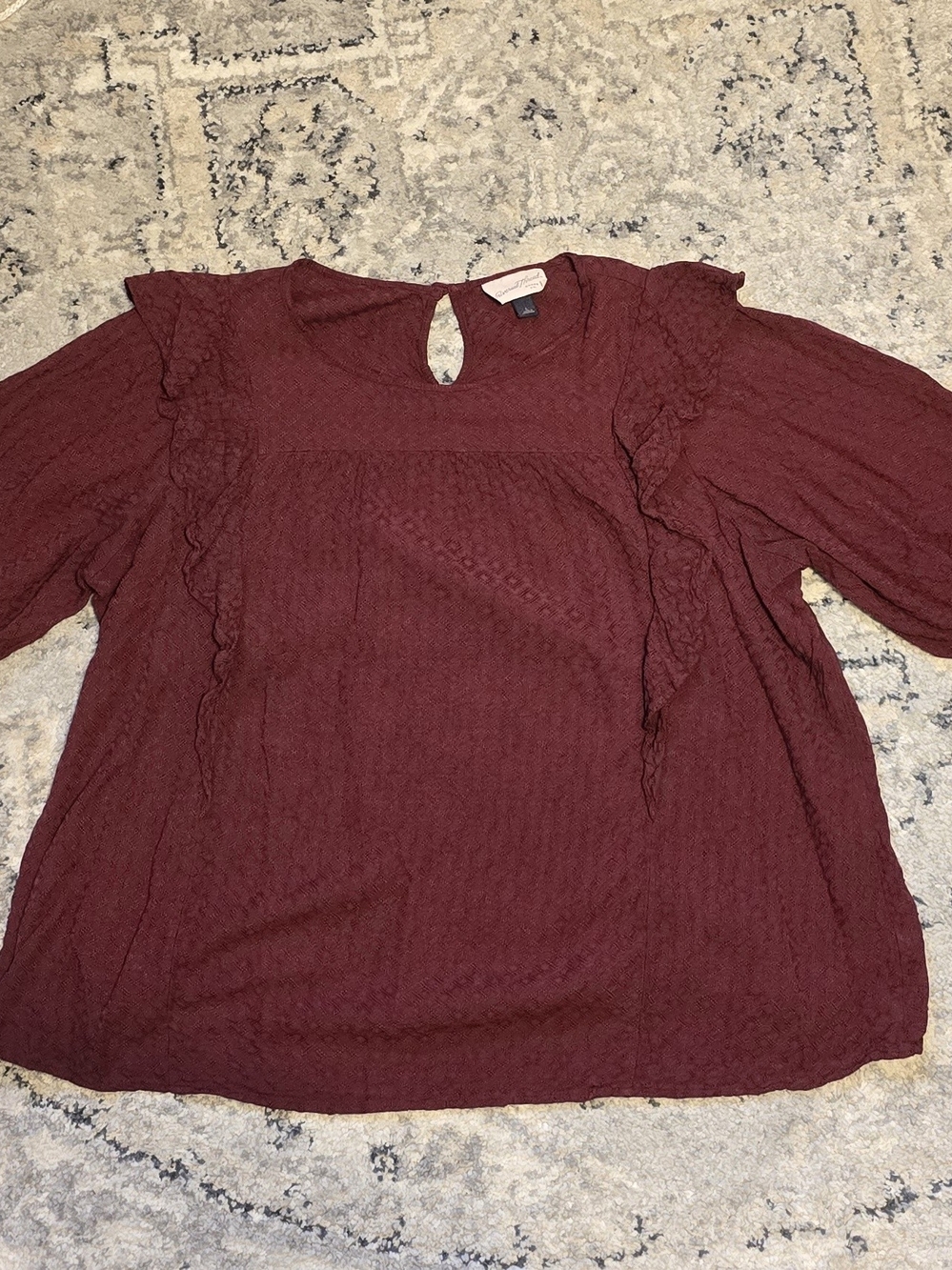 Women's Burgundy Ruffle-Trim Blouse - Universal Thread